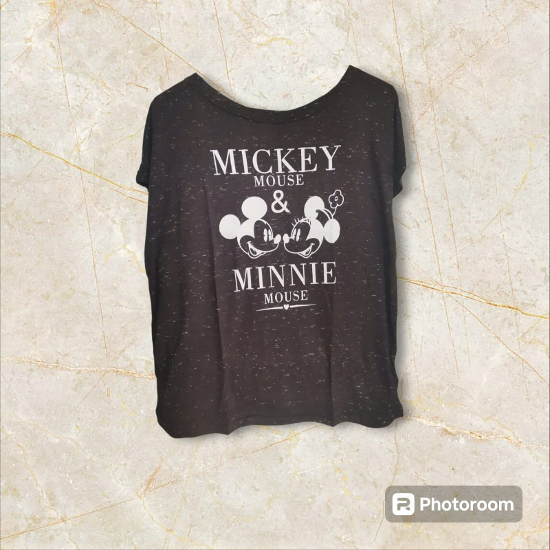 CAMISETA MICKEY Y MINNIE MOUSSE JASPEADA