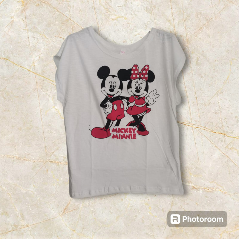 CAMISETA MICKEY Y MINNIE PAREJA JASPEADA