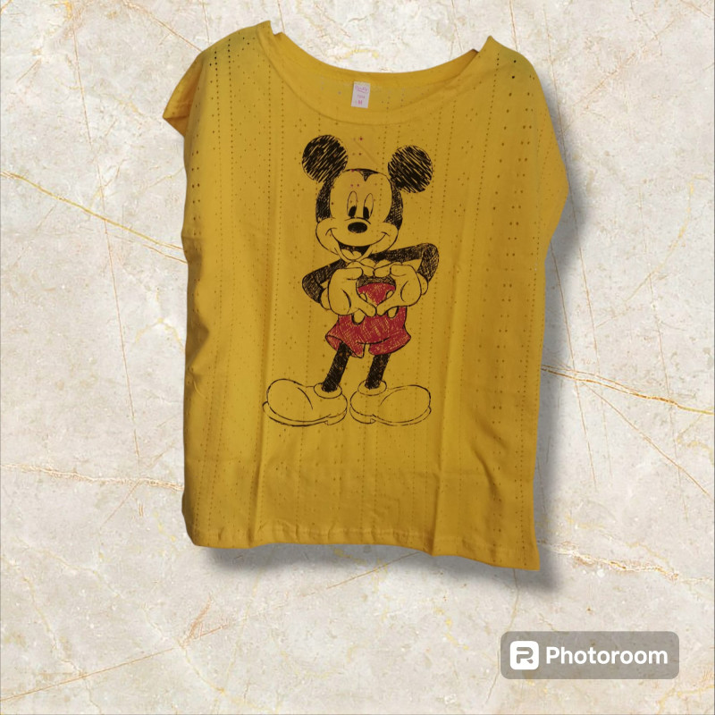 CAMISETA MICKEY MOUSSE CORAZÓN PICADOS