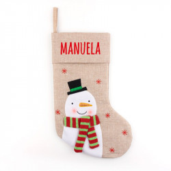 CALCETÍN YUTE NAVIDEÑO PERSONALIZADO