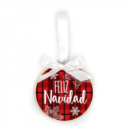 BOLA NAVIDAD MADERA "FELIZ NAVIDAD"