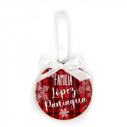 BOLA NAVIDAD MADERA "FAMILIA" PERSONALIZADA