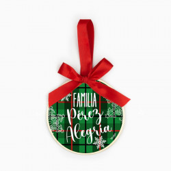 BOLA NAVIDAD MADERA "FAMILIA" PERSONALIZADA