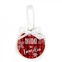 BOLA NAVIDAD MADERA "NAVIDAD ES FAMILIA"