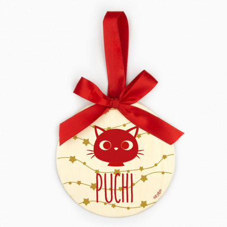 BOLA NAVIDAD MADERA "MASCOTA" PERSONALIZADA